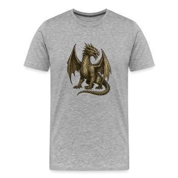 Legendary Dragon Style Engraving - Men's Premium Organic T-Shirt - heather grey - Front - Damien (186cm)