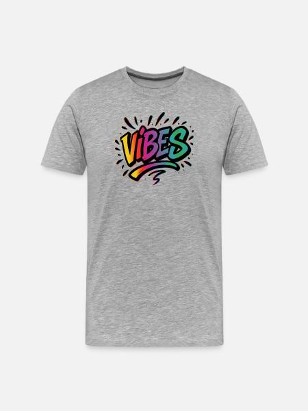 VIBES Graffiti Lettering – Colourful Statement - Men's Premium Organic T-Shirt - heather grey
