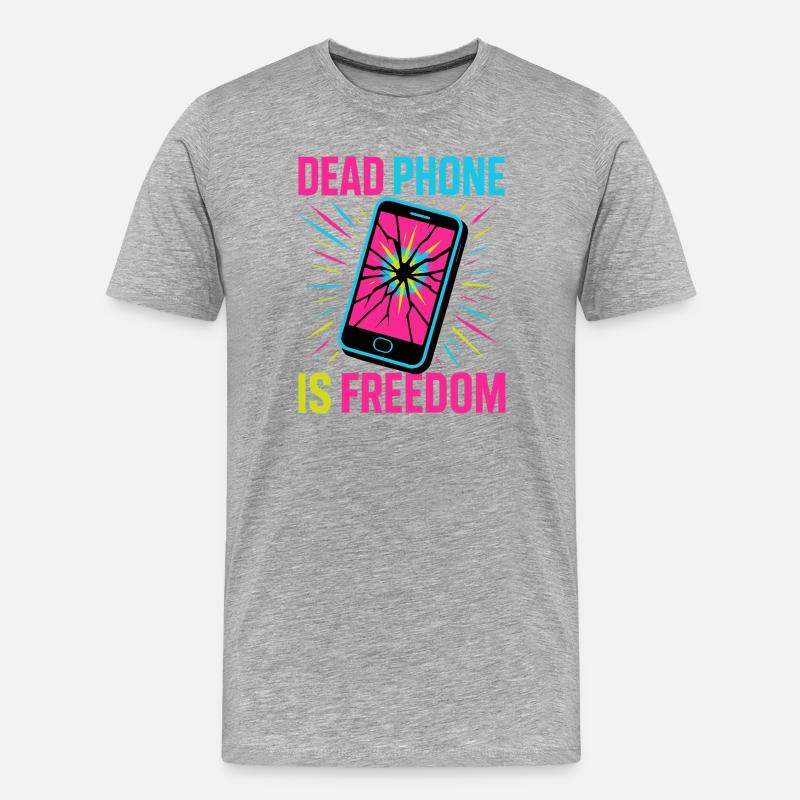 Dead Phone is Freedom - Männer Premium Bio T-Shirt - Grau meliert