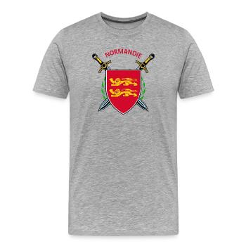 Normandie - Männer Premium Bio T-Shirt - Grau meliert - Vorne - Damien (186cm)
