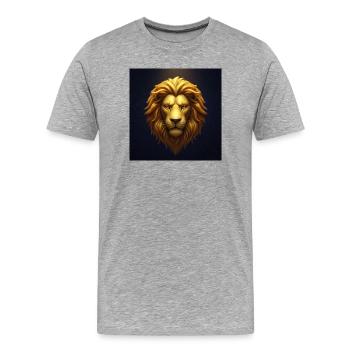 Golden Lion in the Starry Sky - Men's Premium Organic T-Shirt - heather grey - Front - Damien (186cm)