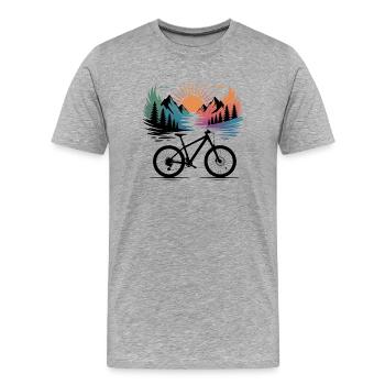 Sunset Ridge Bike Panorama - Men's Premium Organic T-Shirt - heather grey - Front - Damien (186cm)