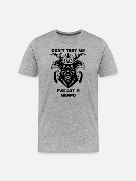 Menpo Mask – Don't Test Me - Men's Premium Organic T-Shirt - heather grey
