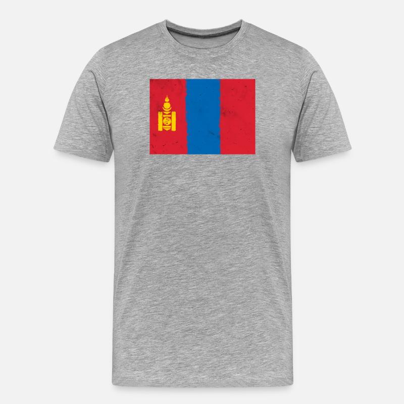 Flagge der Mongolei - Männer Premium Bio T-Shirt - Grau meliert