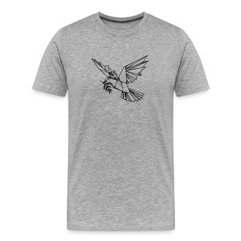 The Origami Dove of Peace with an Olive Branch - Men's Premium Organic T-Shirt - heather grey - Front - Damien (186cm)
