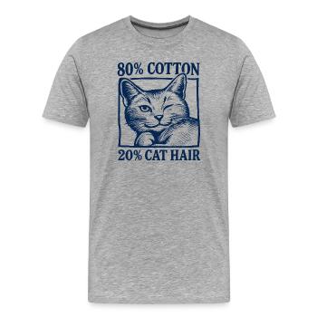 Krallen Couture - 80% Baumwolle – 20% Katzenhaar - Männer Premium Bio T-Shirt - Grau meliert - Vorne - Damien (186cm)