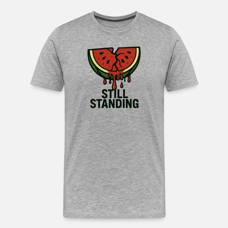 Wassermelone - Still Standing - Männer Premium Bio T-Shirt - Grau meliert