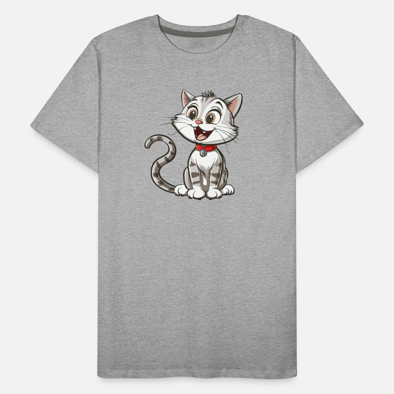 Cheerful cartoon cat with collar Men's Premium Organic T-Shirt