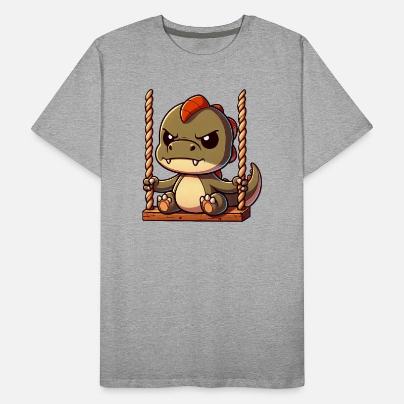 Grumpy T-Rex on swing annoyed offended Men's Premium Organic T-Shirt