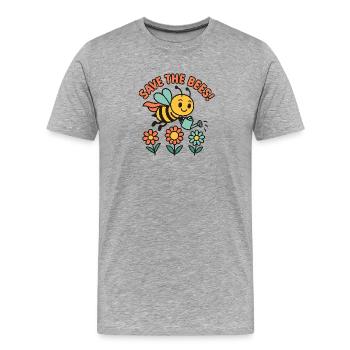 Superhelden-Biene: Save the Bees! - Männer Premium Bio T-Shirt - Grau meliert - Vorne - Damien (186cm)
