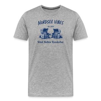 Nordsee Vibes - Männer Premium Bio T-Shirt - Grau meliert - Vorne - Damien (186cm)