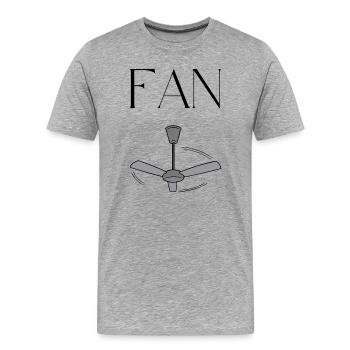 "FAN" with ceiling fan – minimalist word - Men's Premium Organic T-Shirt - heather grey - Front - Damien (186cm)