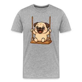 Mignon Carlin Dessin animé Chiens balançants Aire de jeux - T-shirt bio Premium Homme - gris chiné - Devant - Damien (186cm)