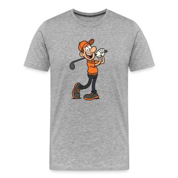Golfeur de dessin animé - Homme - T-shirt bio Premium Homme - gris chiné - Devant - Damien (186cm)