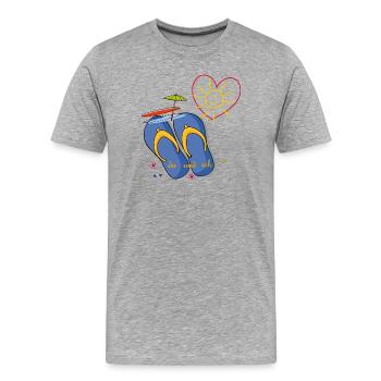 Vacances à la mer - T-shirt bio Premium Homme - gris chiné - Devant - Damien (186cm)