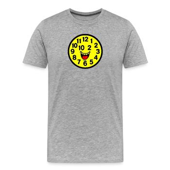 Cheerful Parodized Clock Design - Men's Premium Organic T-Shirt - heather grey - Front - Damien (186cm)