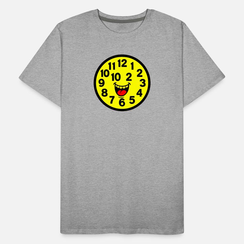 Cheerful Parodized Clock Design Men's Premium Organic T-Shirt