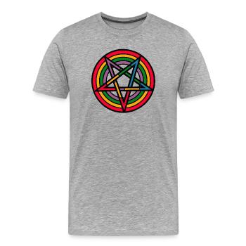 Pentagramme arc-en-ciel - T-shirt bio Premium Homme - gris chiné - Devant - Damien (186cm)