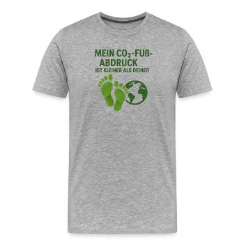 mein CO2.Fußabdruck ist kleiner als deiner - Männer Premium Bio T-Shirt - Grau meliert - Vorne - Damien (186cm)