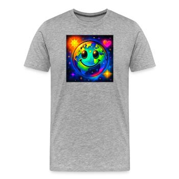 Coloured lucky earth in the neon universe - Men's Premium Organic T-Shirt - heather grey - Front - Damien (186cm)