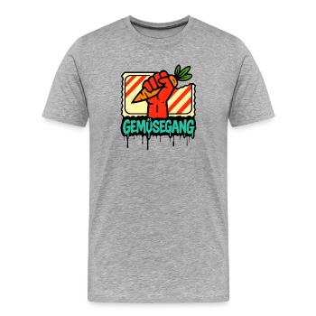 Vegetable aisle hand sign design - Men's Premium Organic T-Shirt - heather grey - Front - Damien (186cm)