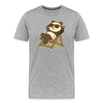 Panda détendu avec des lunettes de soleil dans une chaise longue - T-shirt bio Premium Homme - gris chiné - Devant - Damien (186cm)