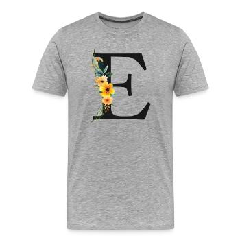 P Monogramme, Floral, Personnalisable - T-shirt bio Premium Homme - gris chiné - Devant - Damien (186cm)