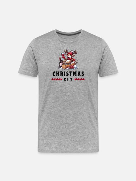 Reindeer with Wine – Christmas Vibes - Men's Premium Organic T-Shirt - heather grey