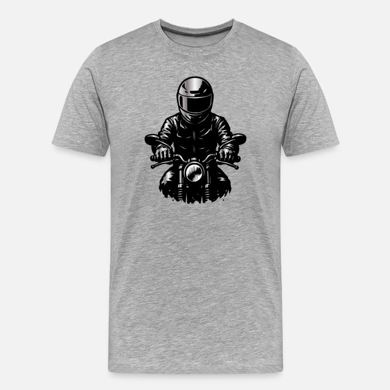 Motorradfahrer im Helm – Frontansicht Illustration - Männer Premium Bio T-Shirt - Grau meliert