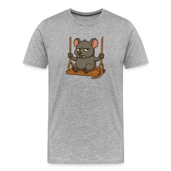 Mürrische Maus Ratte Schaukeln Genervt Angry - Männer Premium Bio T-Shirt - Grau meliert - Vorne - Damien (186cm)