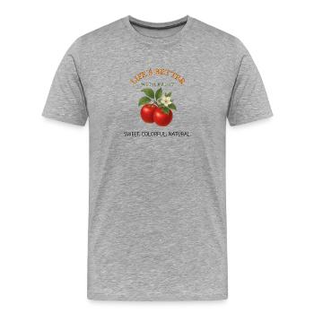 La vie est meilleure avec des pommes croquantes et un style rétro-frais - T-shirt bio Premium Homme - gris chiné - Devant - Damien (186cm)
