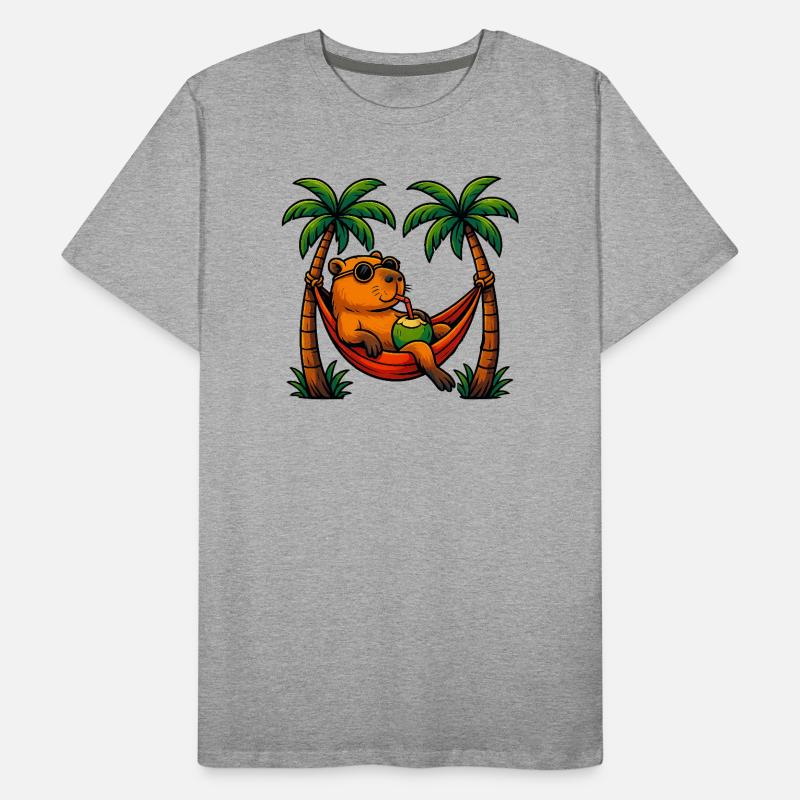 Tropical capybara Relaxing in Coconut Hammock Men's Premium Organic T-Shirt