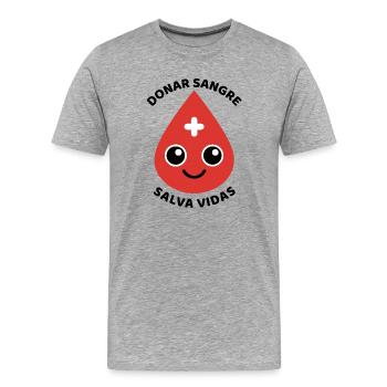 Goutte de sang au visage amical - T-shirt bio Premium Homme - gris chiné - Devant - Damien (186cm)