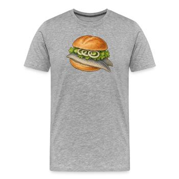 Norddeutsches Sushi – Fischbrötchen statt Maki - Männer Premium Bio T-Shirt - Grau meliert - Vorne - Damien (186cm)