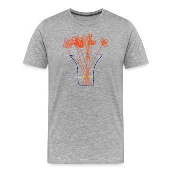 Bouquet Minimaliste – Fleurs dans un Vase - T-shirt bio Premium Homme - gris chiné - Devant - Damien (186cm)