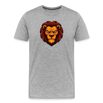 Angry Lion - Männer Premium Bio T-Shirt - Grau meliert - Vorne - Damien (186cm)