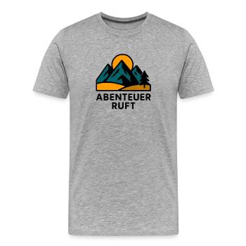 Mountain motif with sunrise - Men's Premium Organic T-Shirt - heather grey - Front - Damien (186cm)