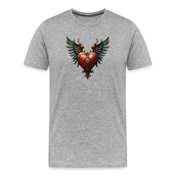 Surreale Eleganz im Steampunk-Stil - Männer Premium Bio T-Shirt - Grau meliert - Vorne - Damien (186cm)