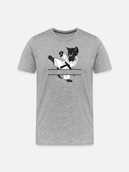 Black cat karate kick - Men's Premium Organic T-Shirt - heather grey
