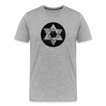 Star of David with black circle - Men's Premium Organic T-Shirt - heather grey - Front - Damien (186cm)