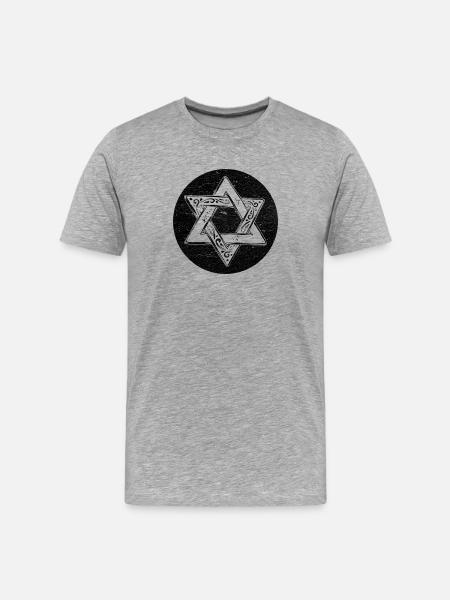 Davidstern mit schwarzem Kreis - Männer Premium Bio T-Shirt - Grau meliert
