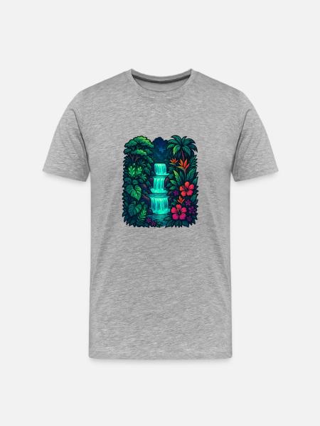 Tropical Waterfall - Men's Premium Organic T-Shirt - heather grey