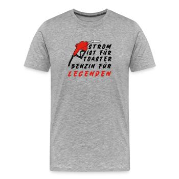 Benzin für Legenden - Männer Premium Bio T-Shirt - Grau meliert - Vorne - Damien (186cm)
