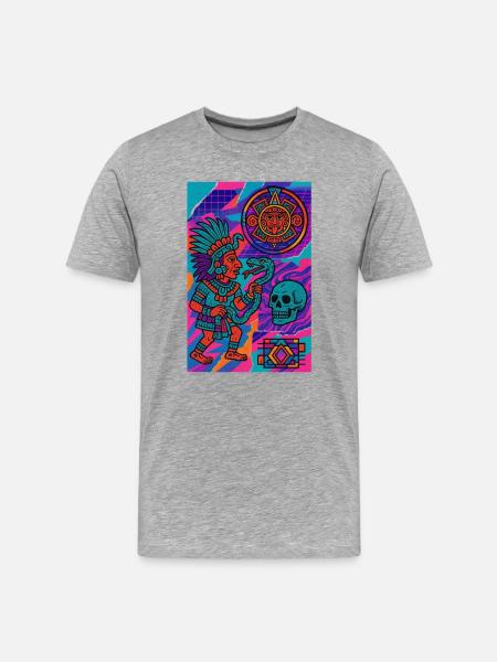 Aztec warrior and symbols - Men's Premium Organic T-Shirt - heather grey