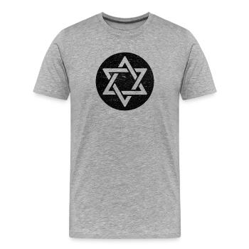 Star of David in black circle - Men's Premium Organic T-Shirt - heather grey - Front - Damien (186cm)