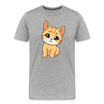 Chat mignon - T-shirt bio Premium Homme - gris chiné - Devant - Damien (186cm)