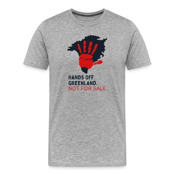 Hands Off Greenland n’est pas à vendre - T-shirt bio Premium Homme - gris chiné - Devant - Damien (186cm)