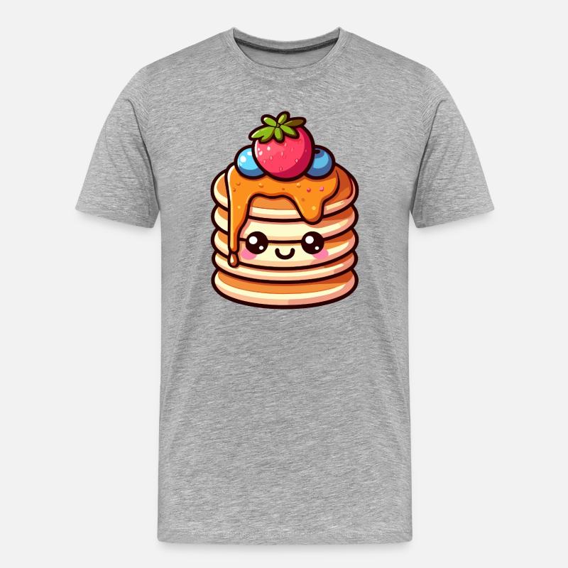 Kawaii Snack Stack T-Shirt Design - Männer Premium Bio T-Shirt - Grau meliert