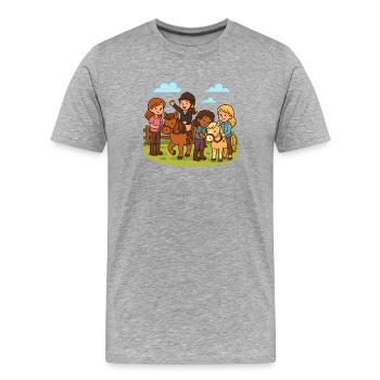 Poney club fillettes et poneys mignons - T-shirt bio Premium Homme - gris chiné - Devant - Damien (186cm)