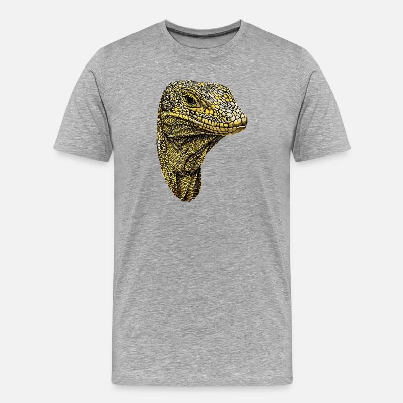Waran Echse Reptil Komodowaran Bindenwaran Lizard - Männer Premium Bio T-Shirt - Grau meliert